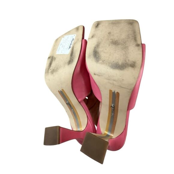 Sam Edelman Carmen Pink Leather Mule Sandals Size 7 | Square Toe Heels - Picture 8 of 10